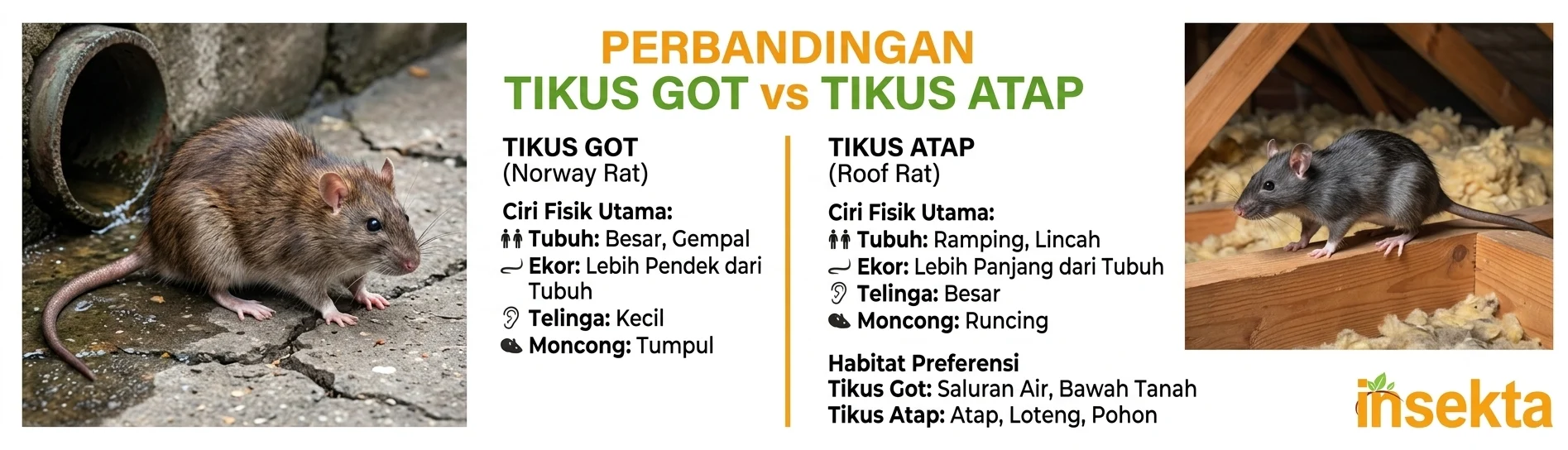 ilustrasi perbedaan tikus got dan tikus rumah